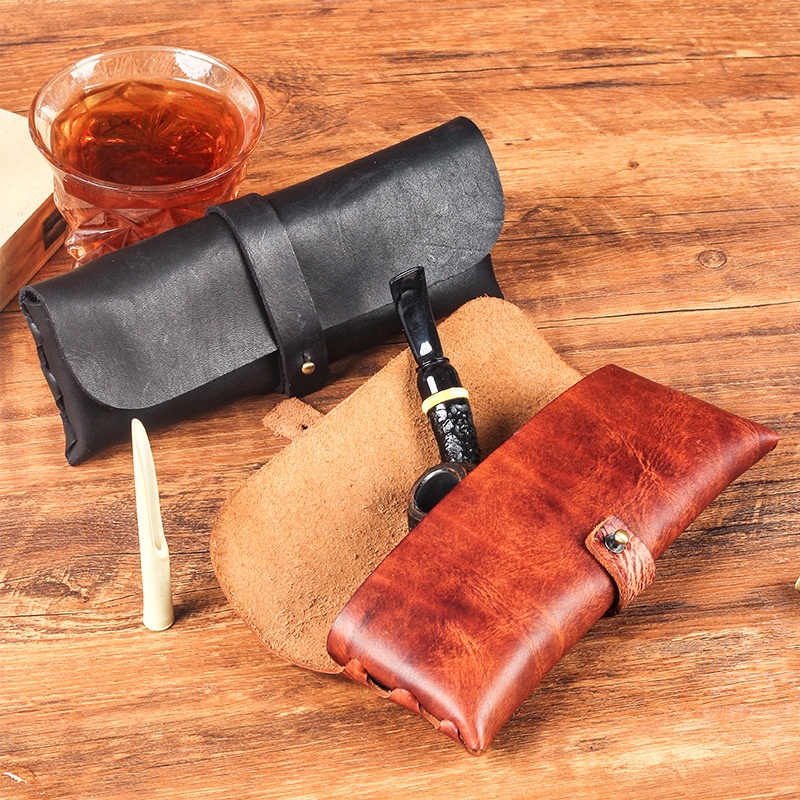 Travel Accessories Pouch For Men - 빈티지 소가죽 파이프 가방 휴대용 담배