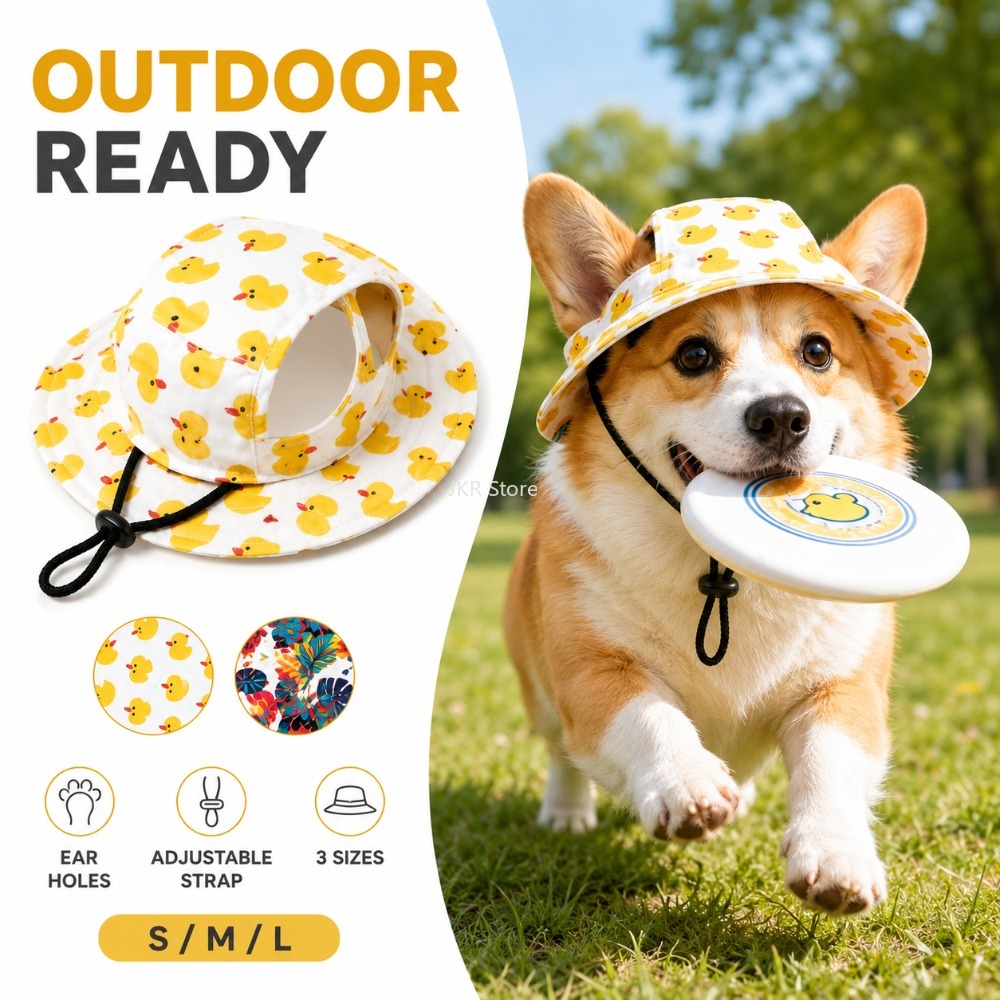 귀여운 프린트 애완견 모자, 소형 및 중형견용 조절 가 - Travel Accessories Dog 리뷰 및 가격