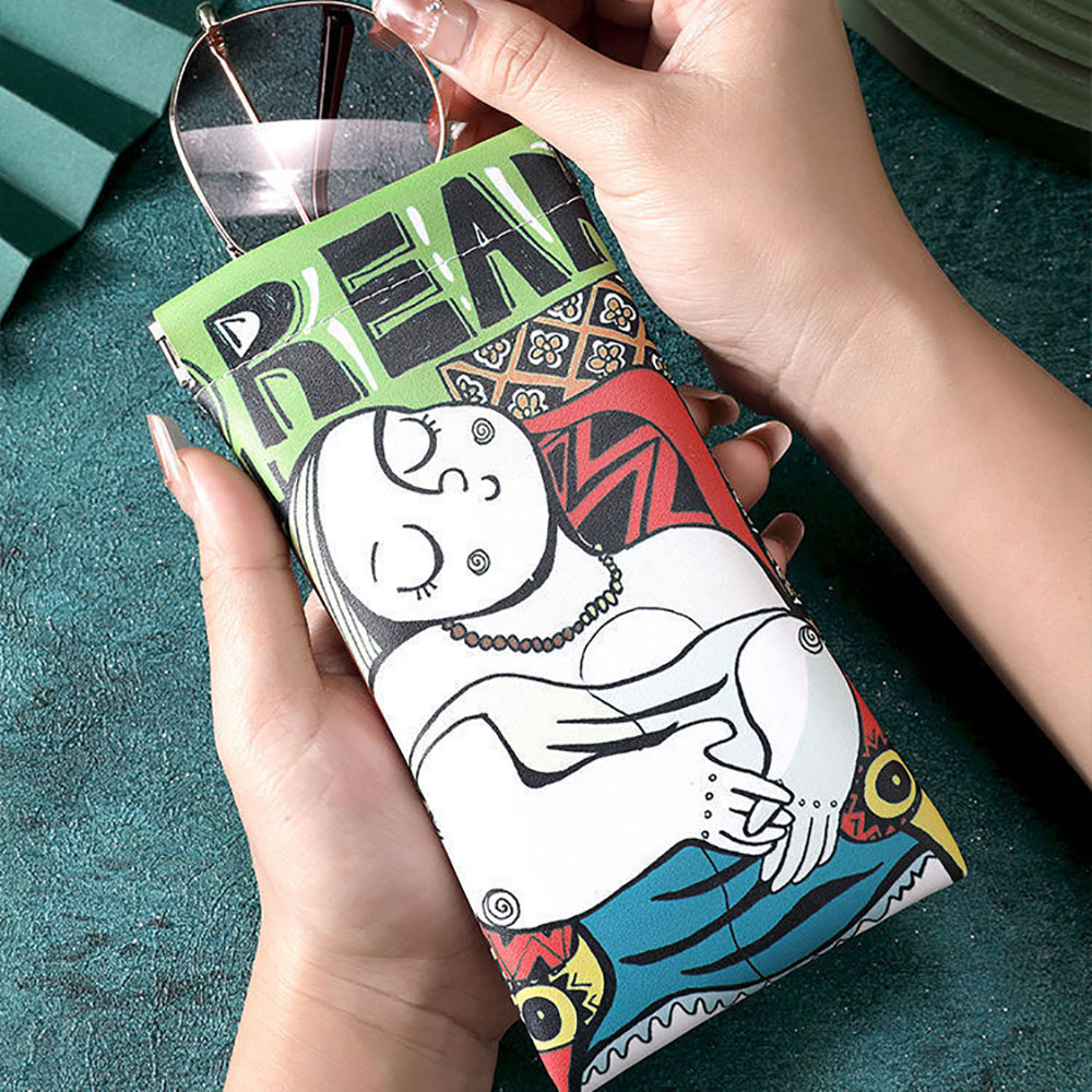 만화 선글라스 케이스 PU 가죽 예술적 낙서 안경 파우 - Travel Accessories Pouch For Men 리뷰 및 가격