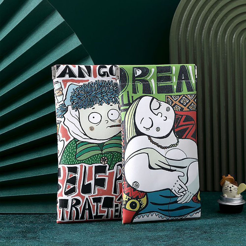 만화 선글라스 케이스 PU 가죽 예술적 낙서 안경 파우 - Travel Accessories Pouch For Men 리뷰 및 가격