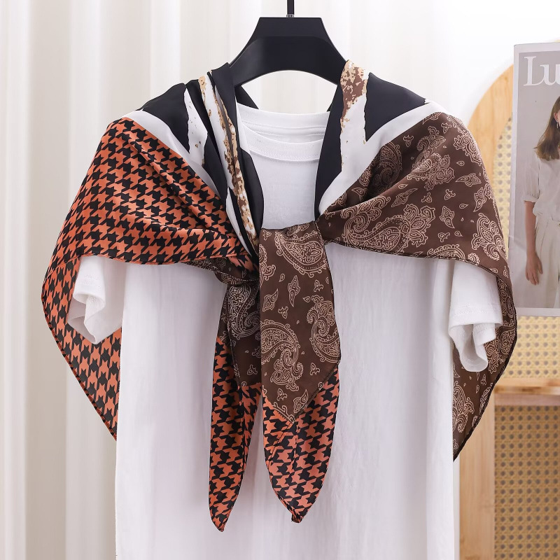 빈티지 에스닉 플로럴 스퀘어 실크 스카프 새틴 자외선  - Travel Accessories Neck 리뷰 및 가격