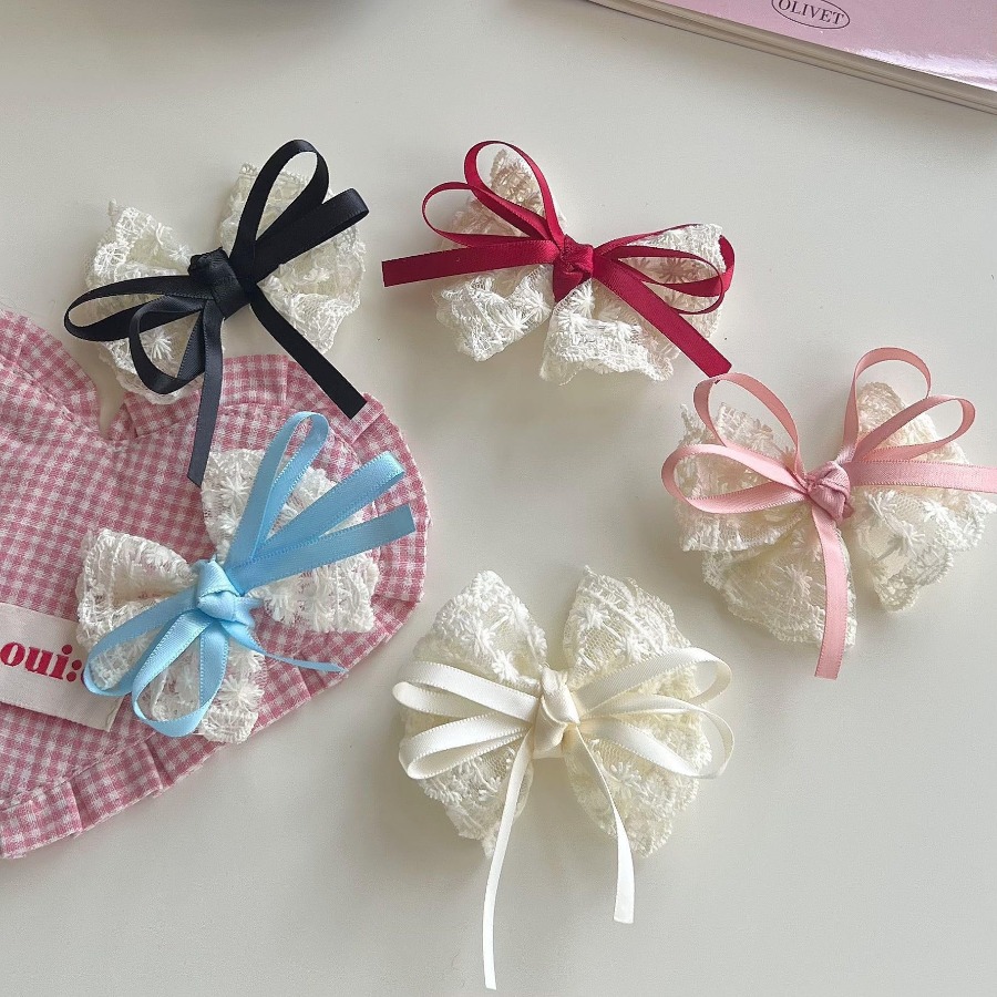 2개/세트 귀여운 레이스 리본 헤어핀, 달콤한 자수 리 - Travel Accessories With Kids 리뷰 및 가격