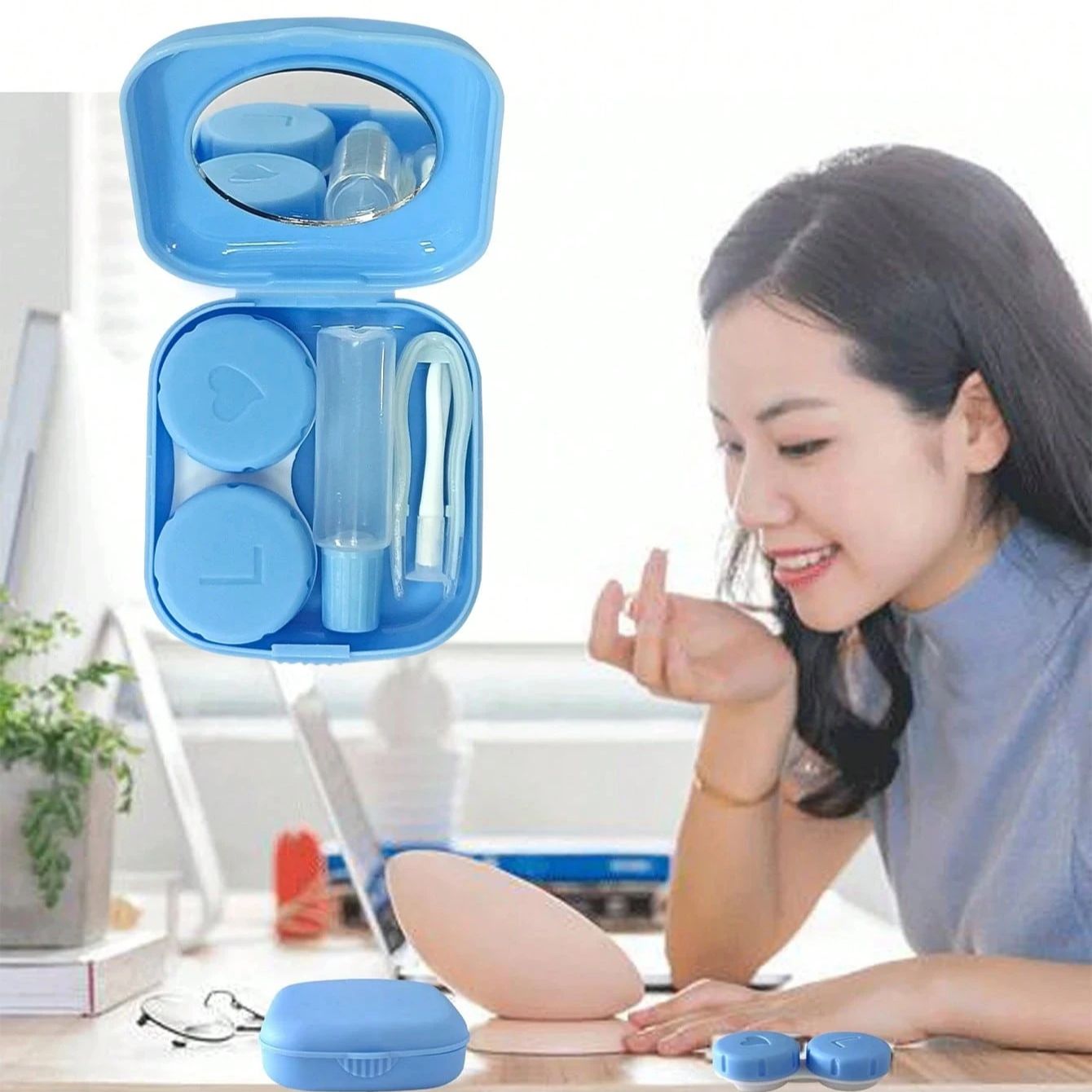 미니 콘택트 렌즈 케이스 솔리드 컬러 휴대용 콘택트 렌 - Travel Video Accessories 리뷰 및 가격