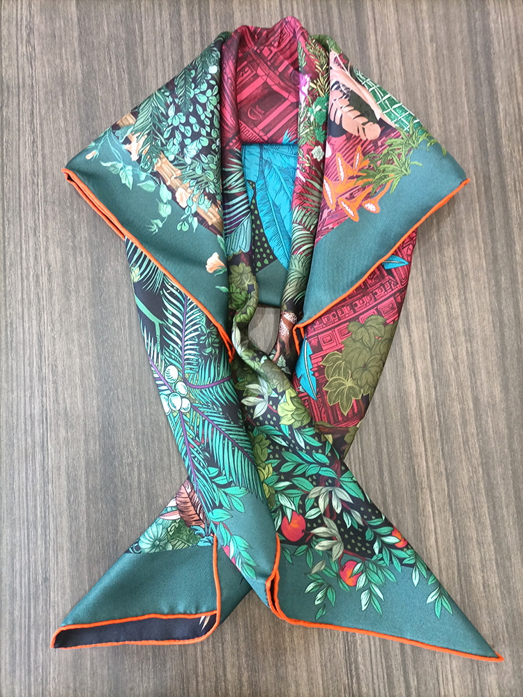 실크 스카프 90CM 여성용 핸드롤드 스퀘어 반다나 헤 - Travel Accessories Neck 리뷰 및 가격