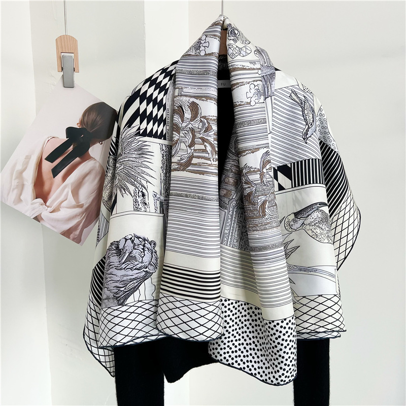 대형 실크 스카프 브랜드 디자이너 손으로 감은 가장자리 - Travel Accessories Neck 리뷰 및 가격