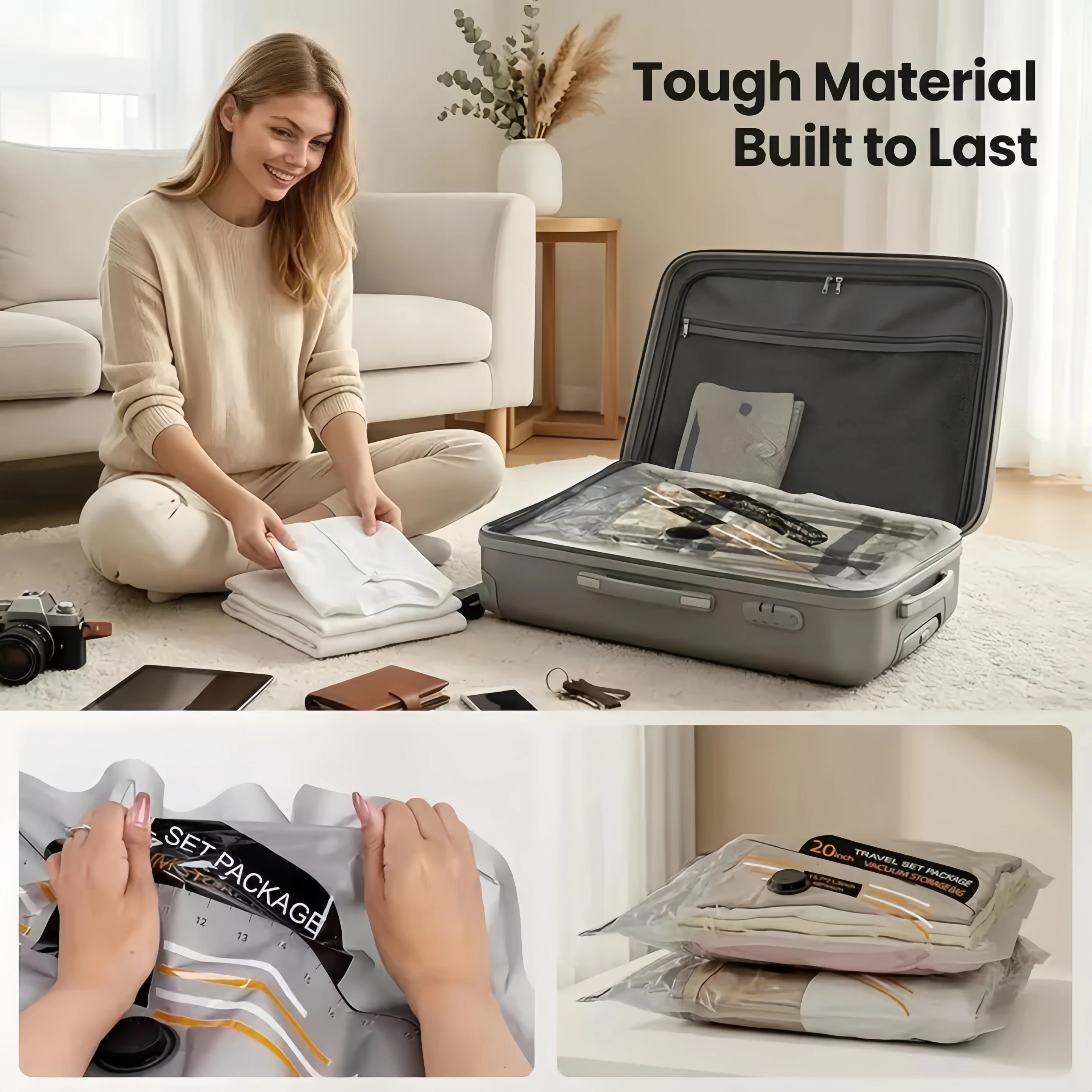 여행 압축 큐브 진공보관백 손펌프포함 재사용가능 투명  - Travel Accessories Packing Cubes 리뷰 및 가격