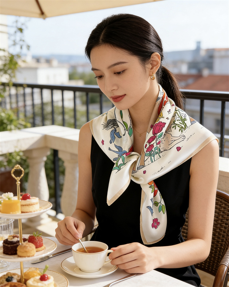말 실크 스카프 여성 봄 여름 넥 숄 스퀘어 헤드 반다 - Travel Accessories Neck 리뷰 및 가격