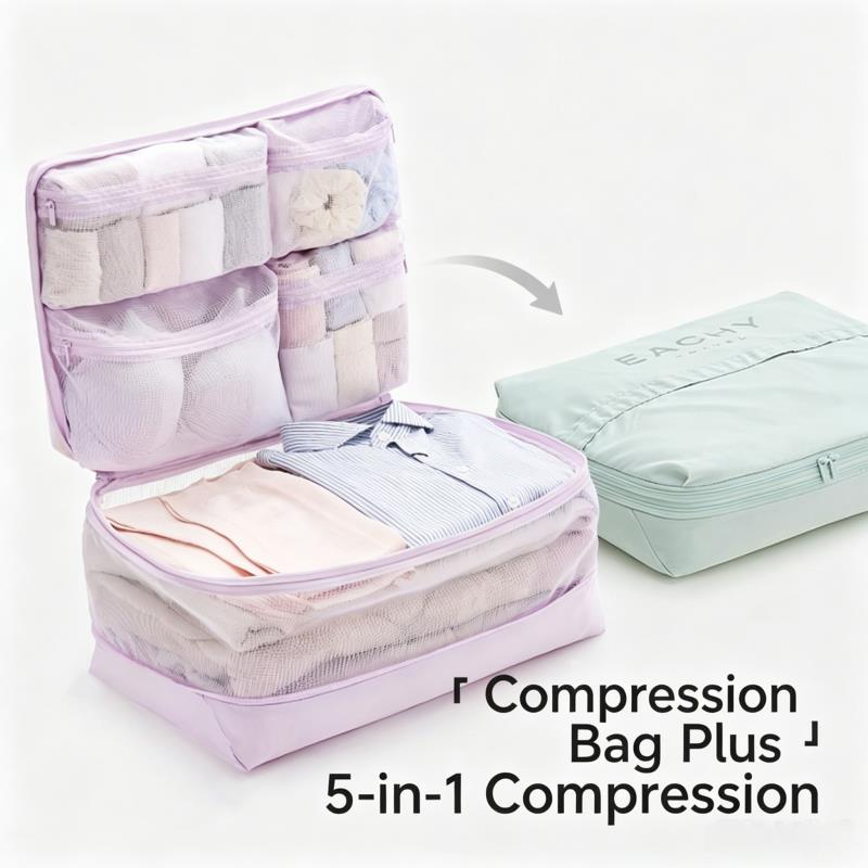 압축 패킹 큐브 5-in-1 여행용 가방 정리 가방 휴 - Travel Accessories Packing Cubes 리뷰 및 가격